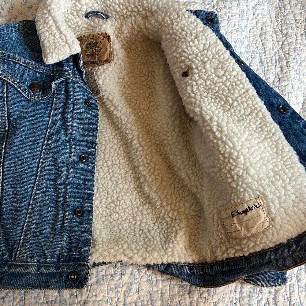 Vintage Denim Sherpa lined jacket boys 5/6 - Picture 5 of 6